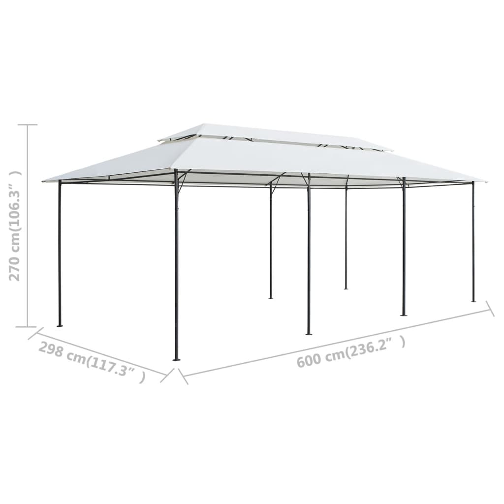 Pavillon 600x298x270 cm Weiß 180g/m²