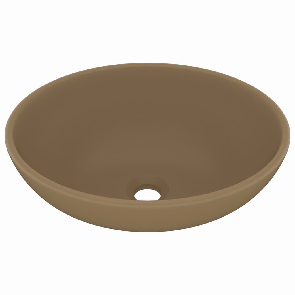 Luxuriöses Ovales Waschbecken Matt Creme 40x33 cm Keramik