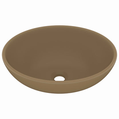 Luxuriöses Ovales Waschbecken Matt Creme 40x33 cm Keramik