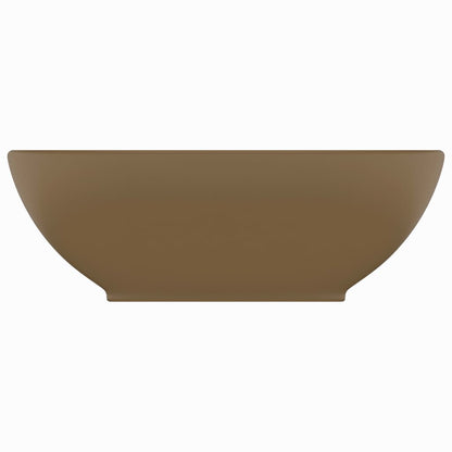 Luxuriöses Ovales Waschbecken Matt Creme 40x33 cm Keramik