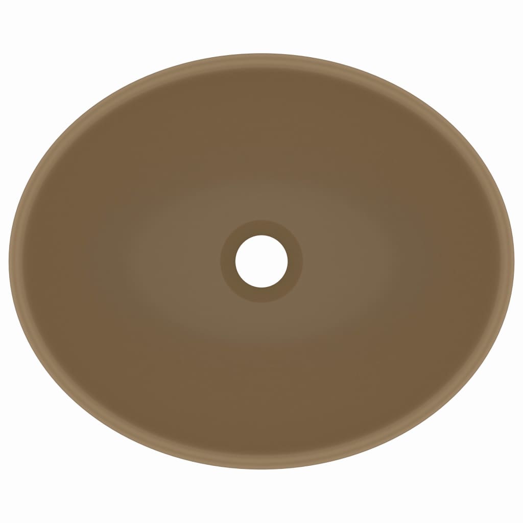 Luxuriöses Ovales Waschbecken Matt Creme 40x33 cm Keramik