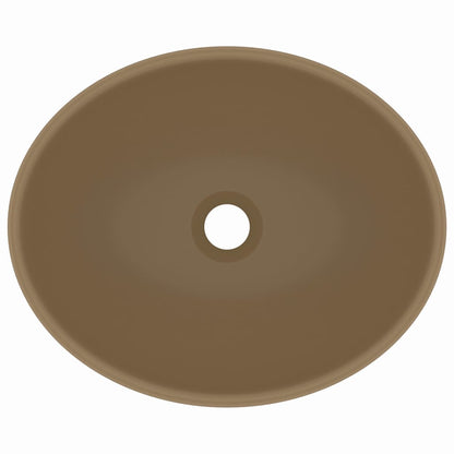 Luxuriöses Ovales Waschbecken Matt Creme 40x33 cm Keramik