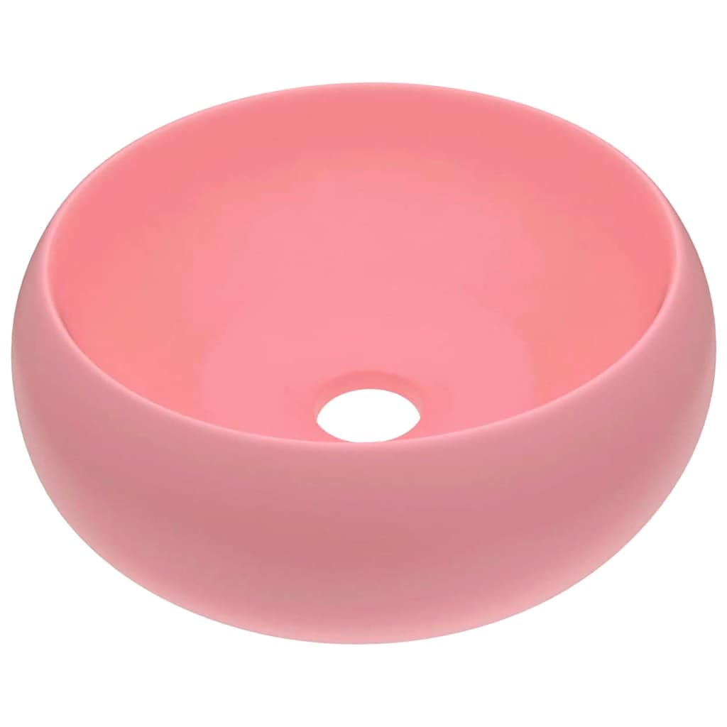 Luxuriöses Waschbecken Rund Matt Rosa 40x15 cm Keramik