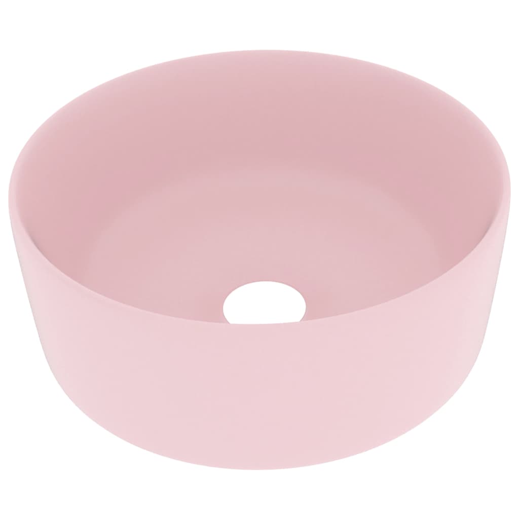 Luxuriöses Waschbecken Rund Matt Rosa 40x15 cm Keramik