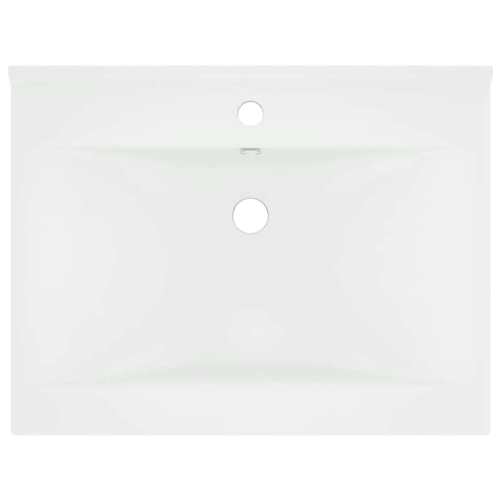 Luxus-Waschbecken mit Hahnloch Matt-Weiß 60x46 cm Keramik