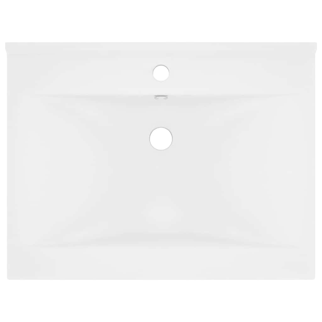 Luxus-Waschbecken mit Hahnloch Matt-Weiß 60x46 cm Keramik