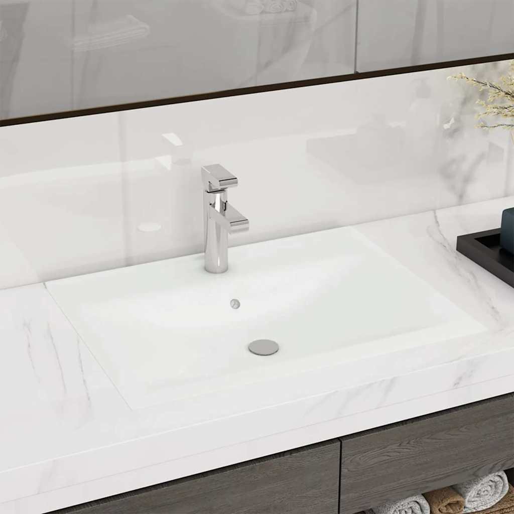 Luxus-Waschbecken mit Hahnloch Matt-Weiß 60x46 cm Keramik