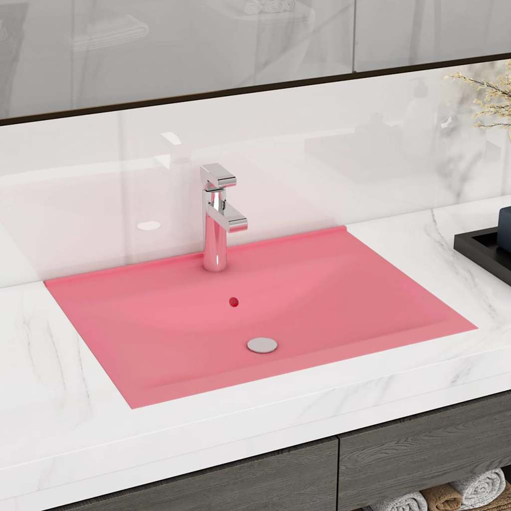 Luxus-Waschbecken mit Hahnloch Matt-Rosa 60x46 cm Keramik