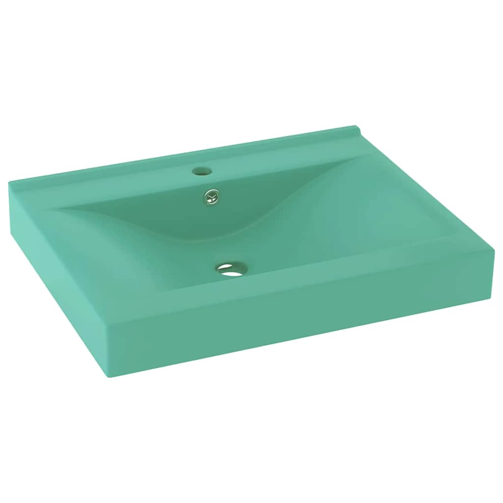 Luxus-Waschbecken mit Hahnloch Matt-Hellgrün 60x46 cm Keramik