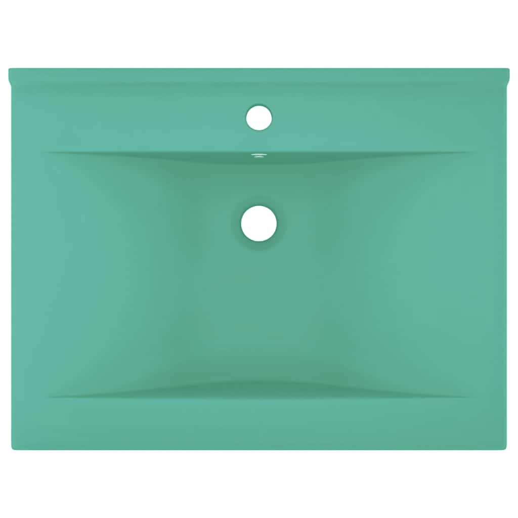 Luxus-Waschbecken mit Hahnloch Matt-Hellgrün 60x46 cm Keramik