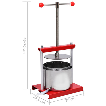 Obst- und Weinpresse Edelstahl 6 L