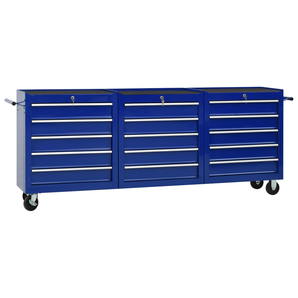 Werkzeugschrank mit 5 Schubladen Blau 61,5x33x65,5 cm Stahl
