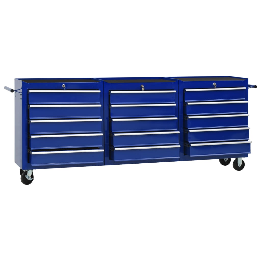 Werkzeugschrank mit 5 Schubladen Blau 61,5x33x65,5 cm Stahl
