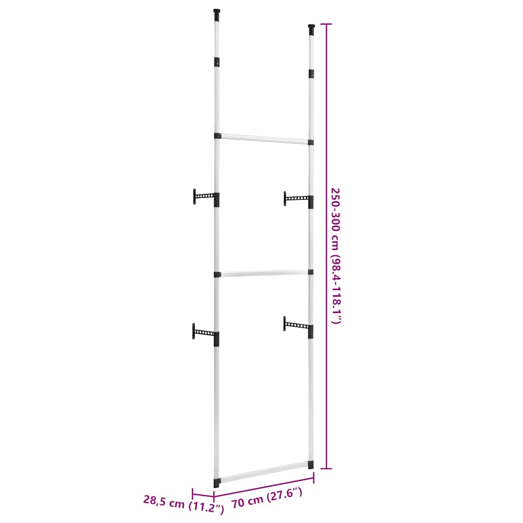 Teleskop-Garderobe mit Stangen Aluminium