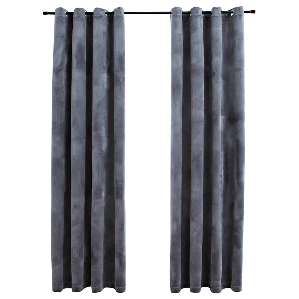 Blackout Curtains with Rings 2 pcs Anthracite 54"x63" Velvet (US only) - Untranslated
