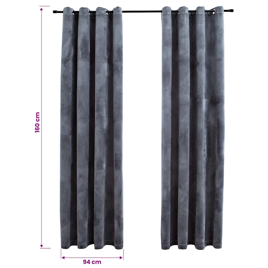 Blackout Curtains with Rings 2 pcs Anthracite 54"x63" Velvet (US only) - Untranslated