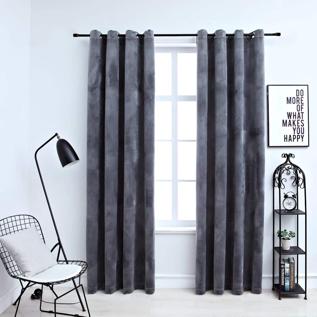 Blackout Curtains with Rings 2 pcs Anthracite 54"x63" Velvet (US only) - Untranslated