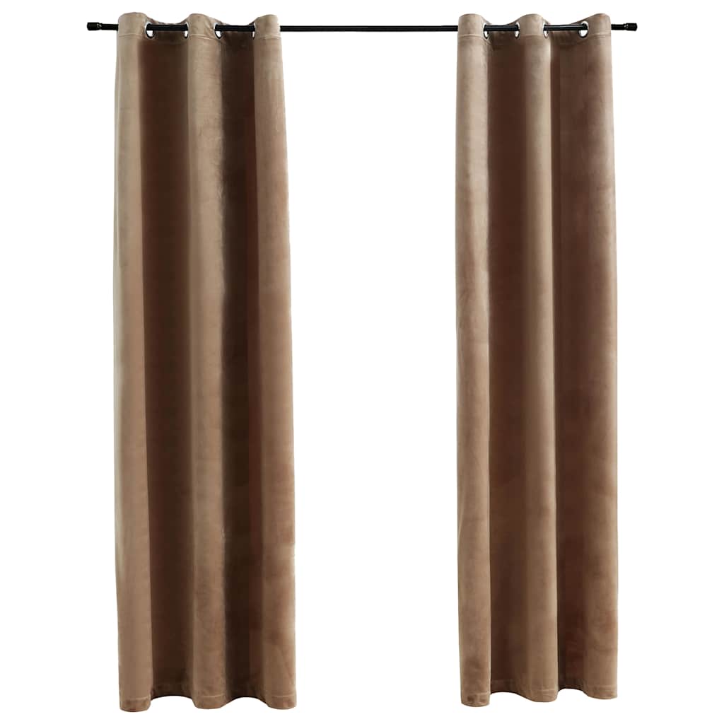 Blackout Curtains with Rings 2 pcs Beige 37"x63" Velvet (US only) - Untranslated