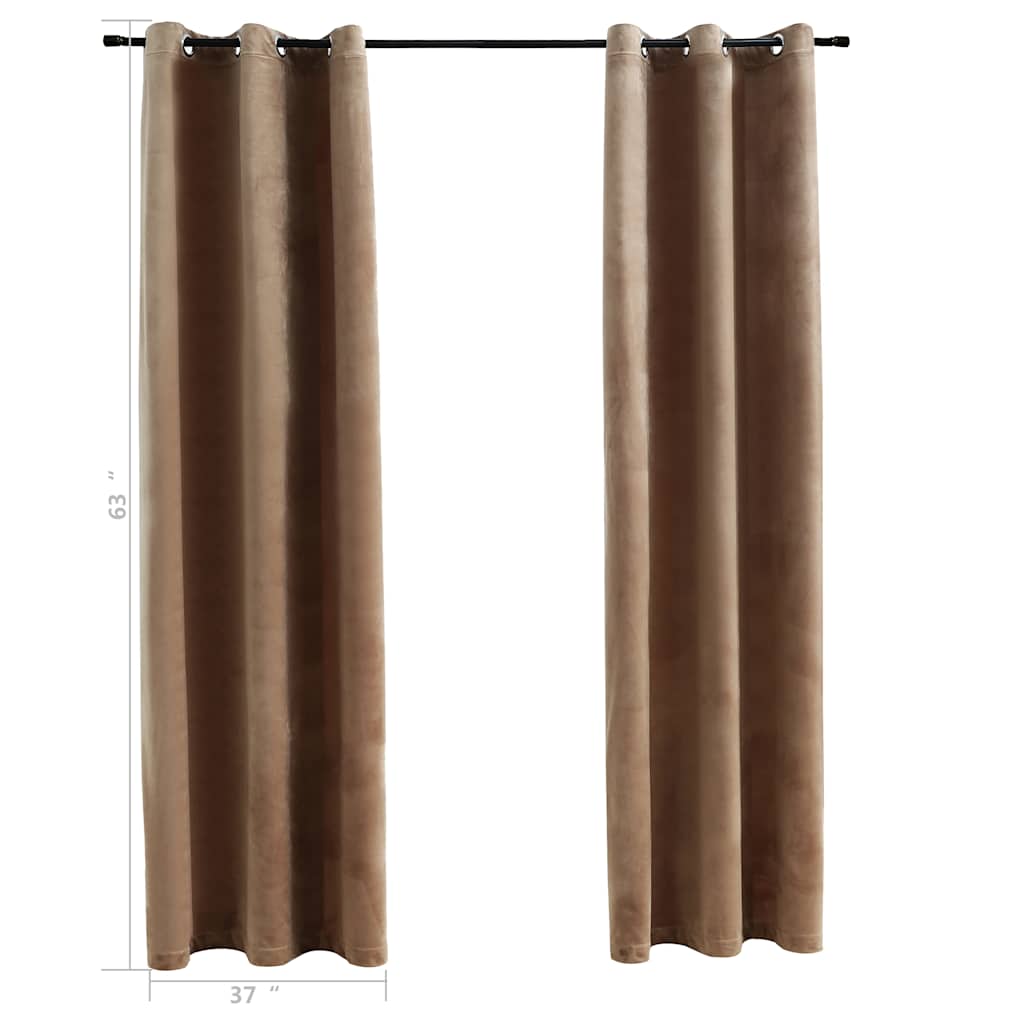 Blackout Curtains with Rings 2 pcs Beige 37"x63" Velvet (US only) - Untranslated
