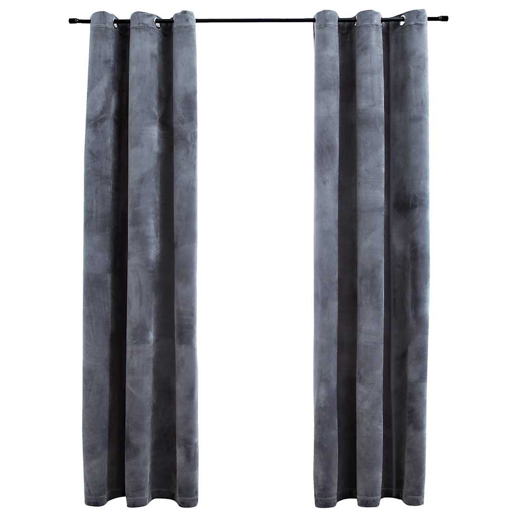 Blackout Curtains with Rings 2 pcs Anthracite 37"x63" Velvet (US only) - Untranslated