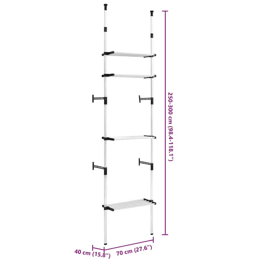 Teleskop-Garderobe mit Regalen Aluminium