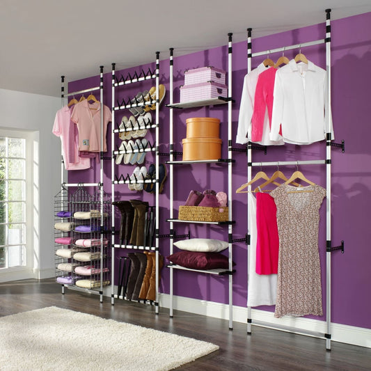 Telescopic wardrobe with shelves aluminum