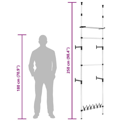 Teleskop-Garderobe mit Stangen und Regal Aluminium
