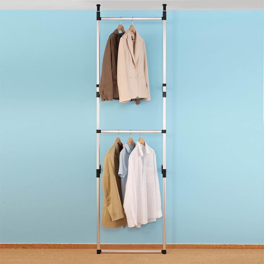 Teleskop-Garderobe mit Stangen Aluminium