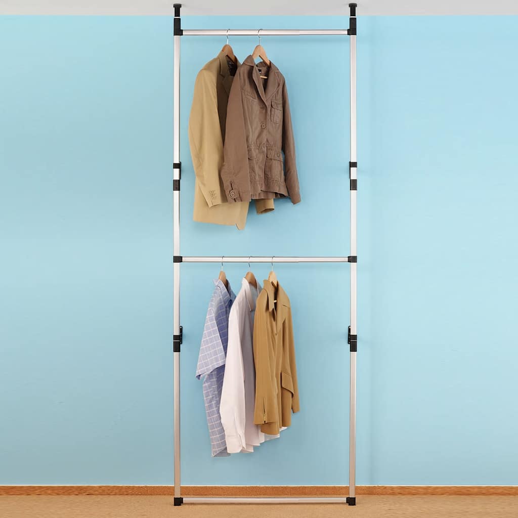 Teleskop-Garderobe mit Stangen Aluminium
