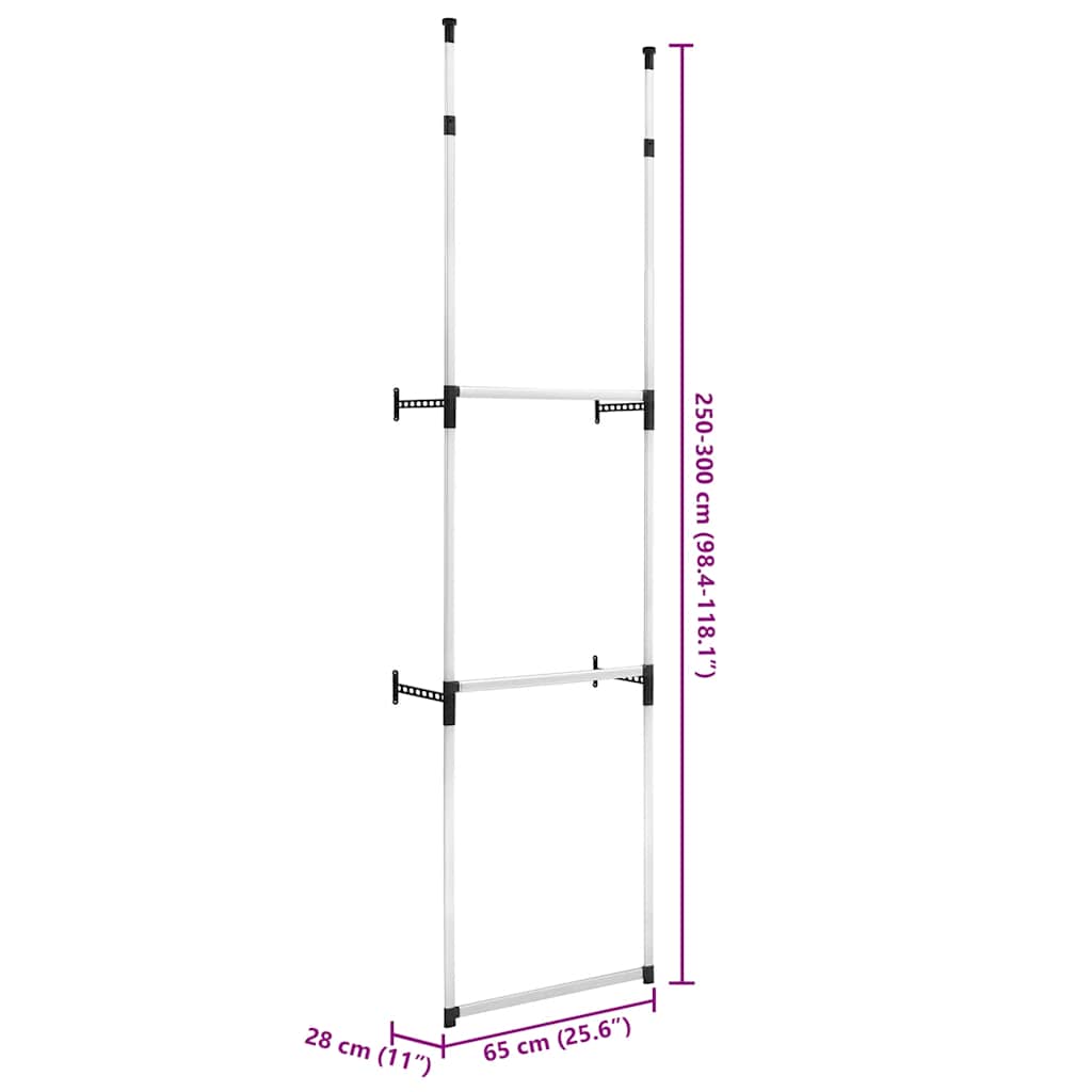Teleskop-Garderobe mit Stangen Aluminium
