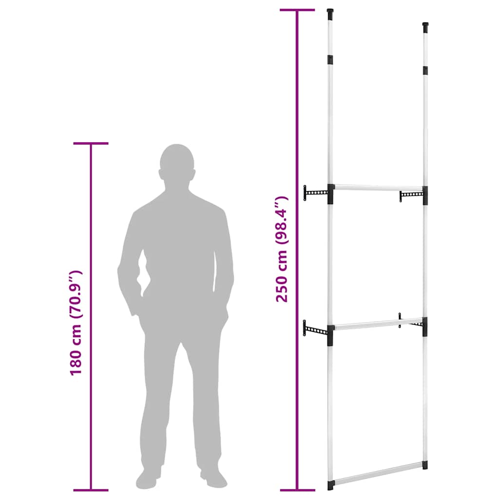 Teleskop-Garderobe mit Stangen Aluminium