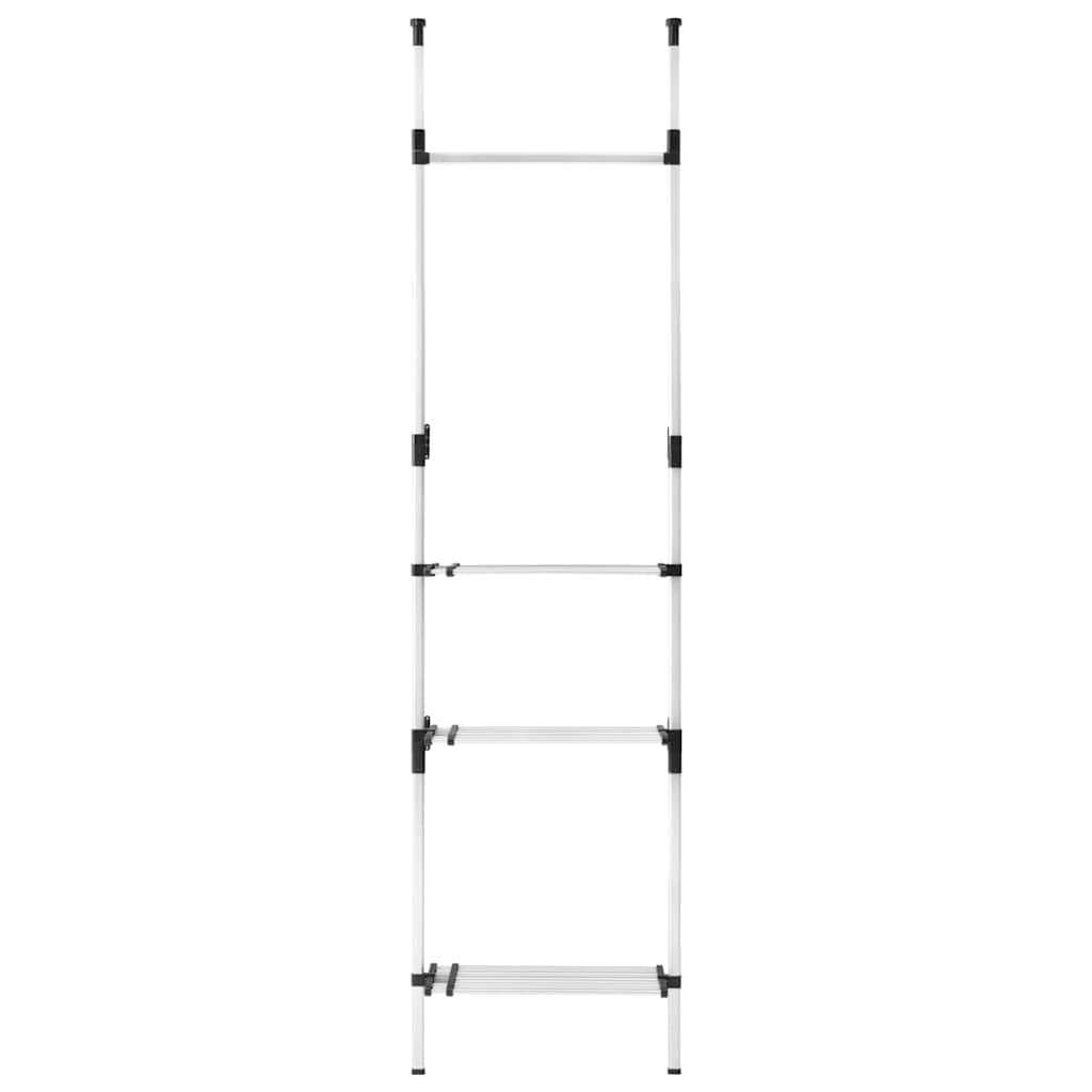 Teleskop-Garderobe mit Stangen und Regal Aluminium