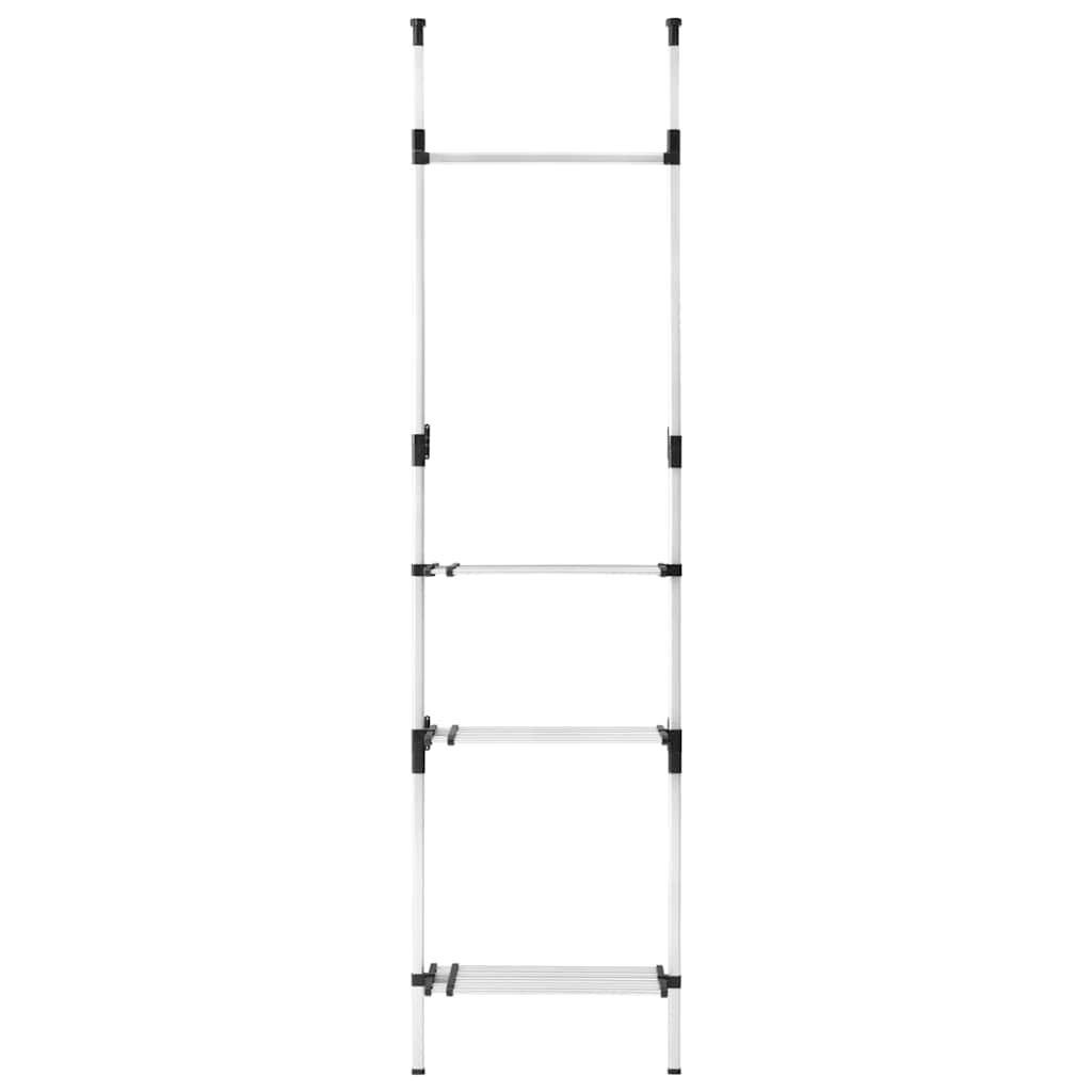 Teleskop-Garderobe mit Stangen und Regal Aluminium