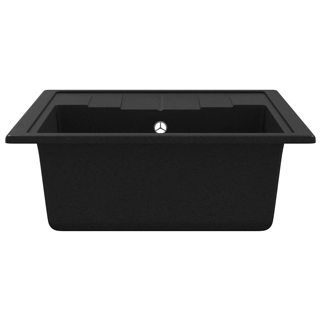 Küchenspüle mit Überlauf Oval Schwarz Granit