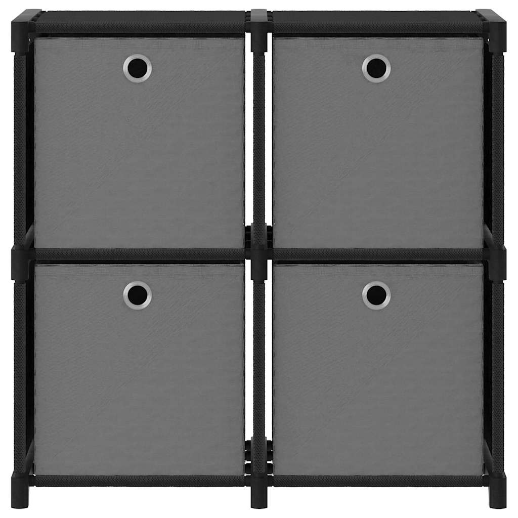 Würfelregal mit 4 Boxen Schwarz 69x30x72,5 cm Stoff