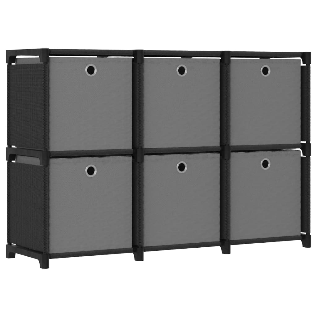 Étagère cube avec 6 cases noir 103x30x72,5 cm tissu