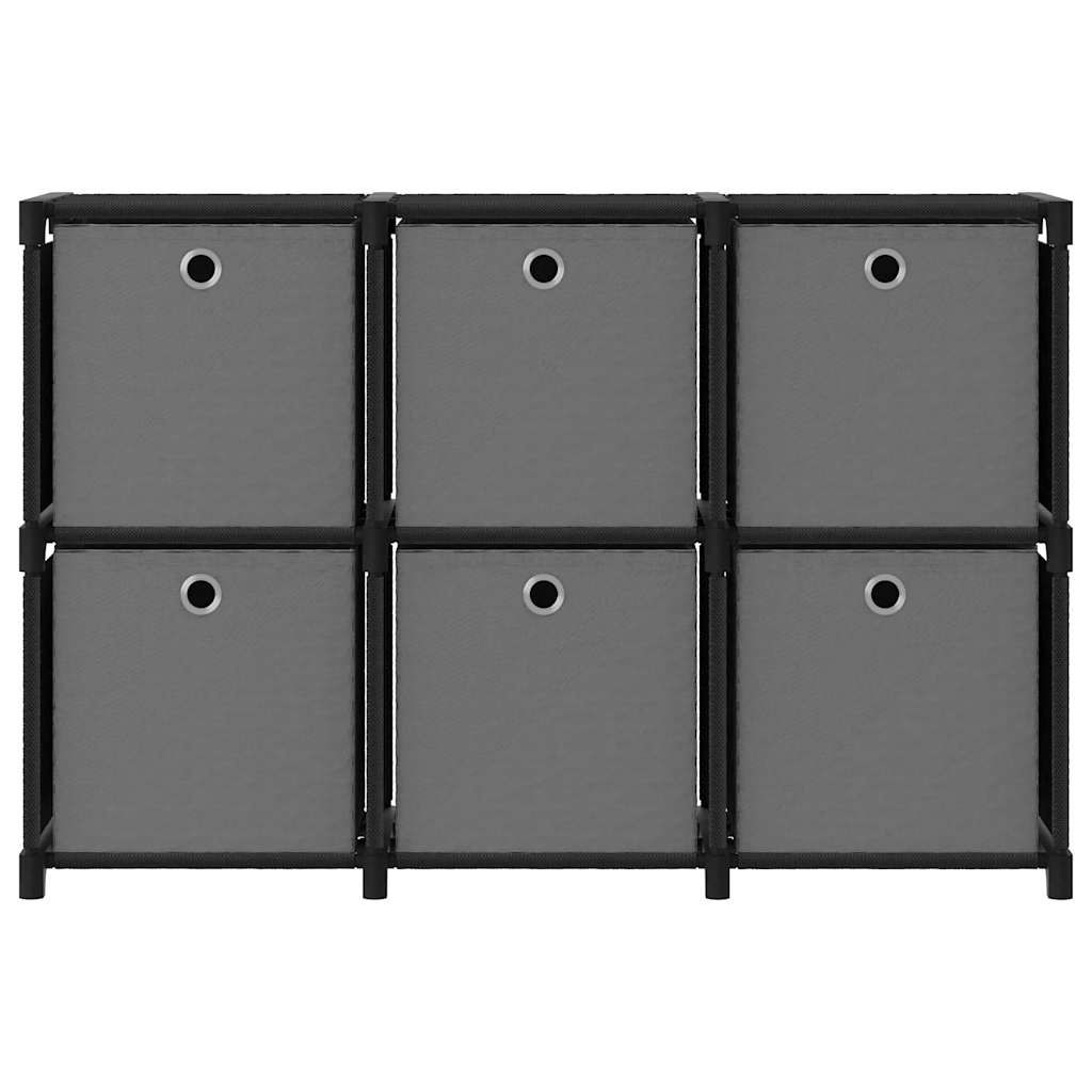 Würfelregal mit 6 Boxen Schwarz 103x30x72,5 cm Stoff