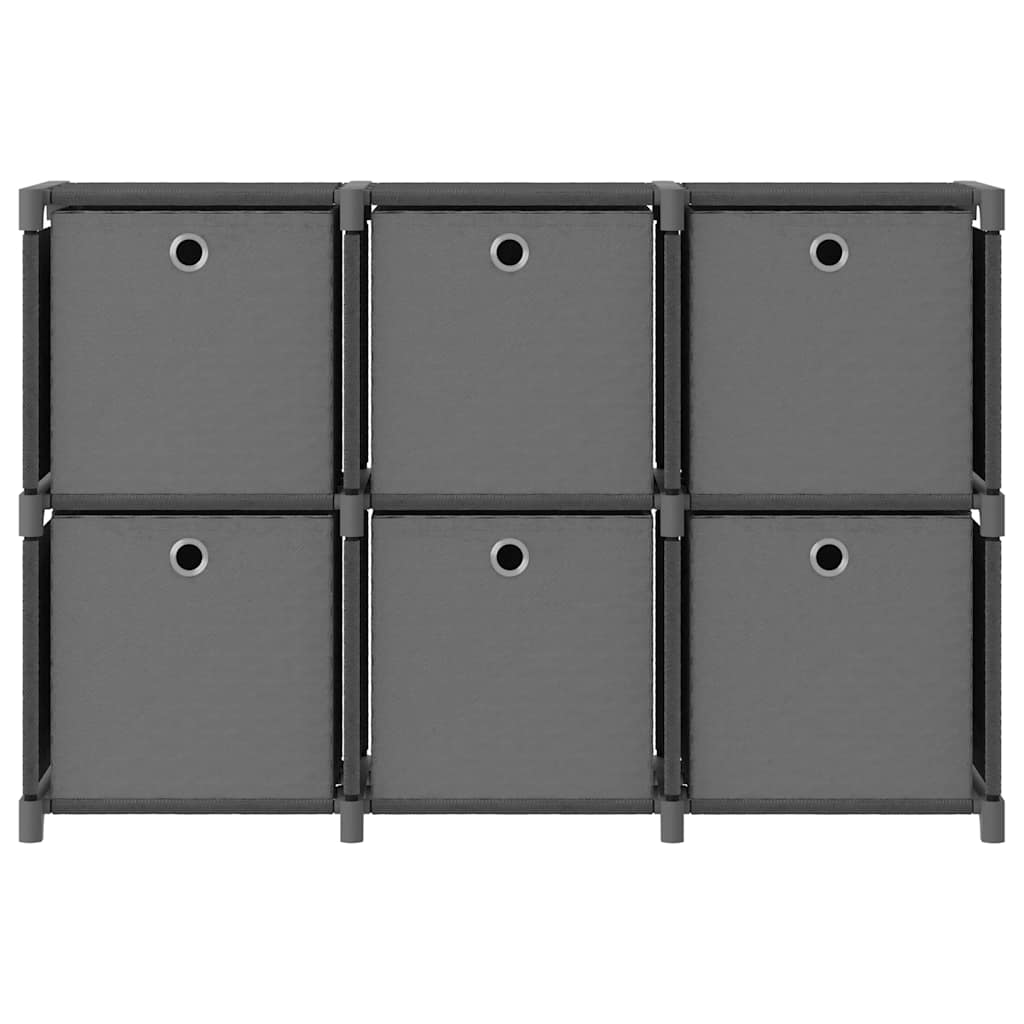 Würfelregal mit 6 Boxen Grau 103x30x72,5 cm Stoff