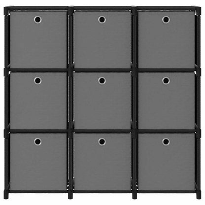 Würfelregal mit 9 Boxen Schwarz 103x30x107,5 cm Stoff
