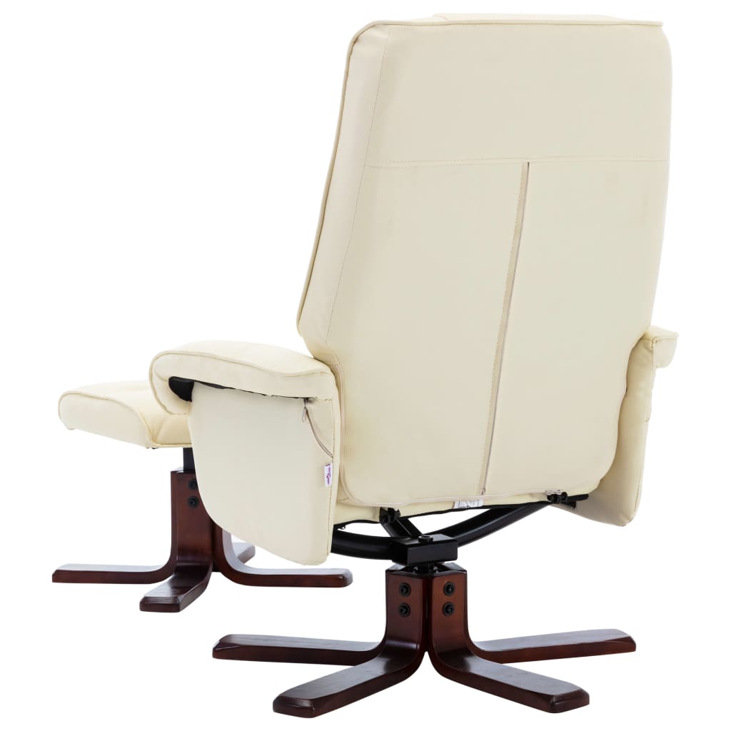 Liegesessel mit Fußhocker Creme Kunstleder
