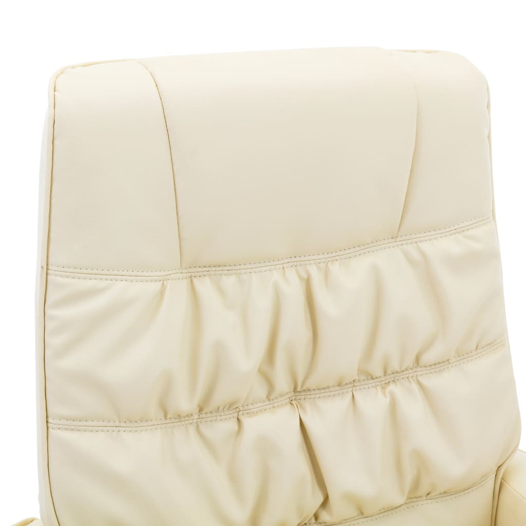 Liegesessel mit Fußhocker Creme Kunstleder