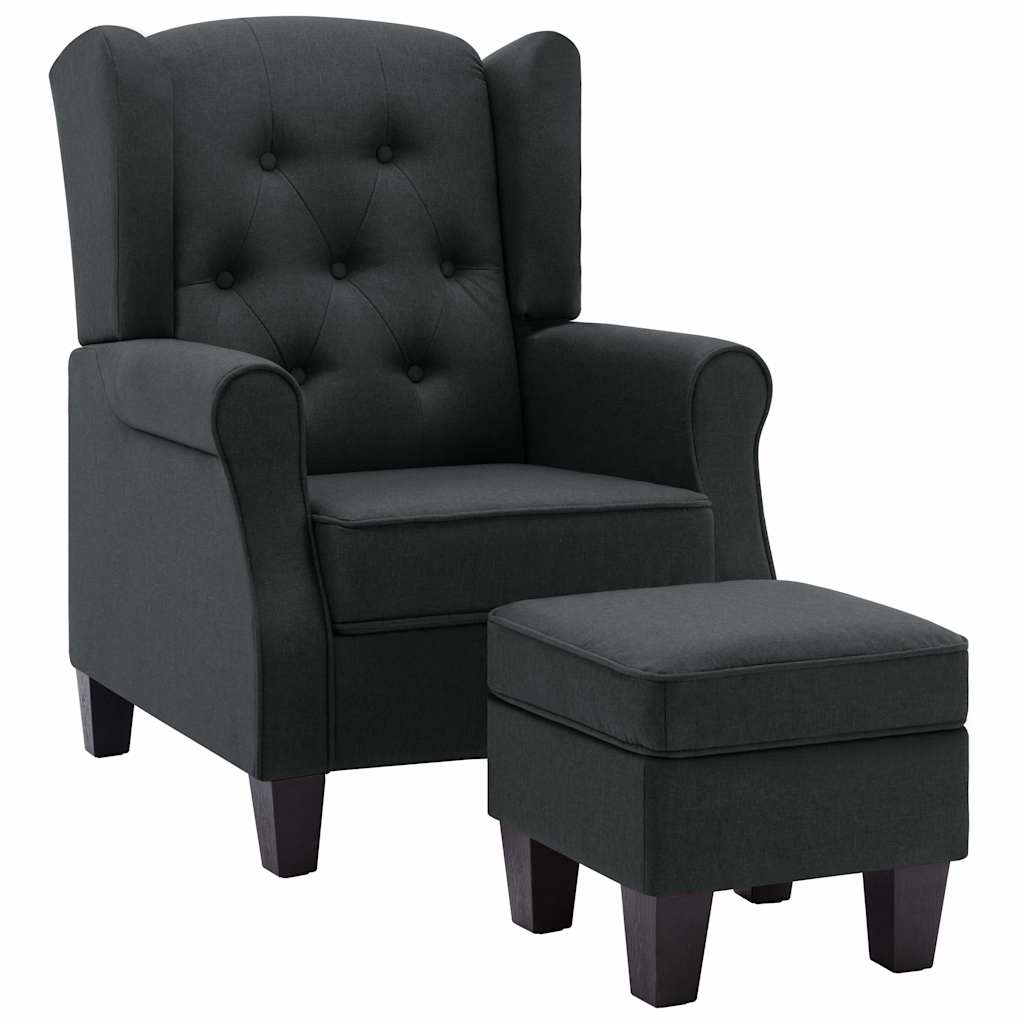 Sessel mit Fußhocker Dunkelgrau Stoff