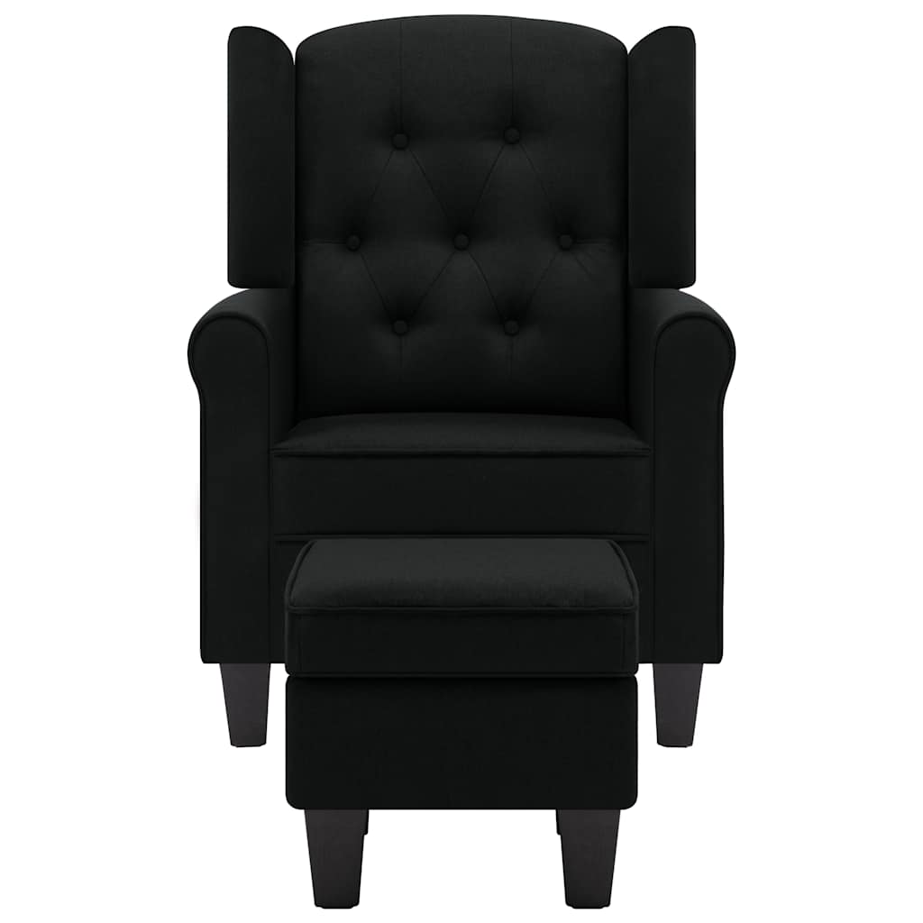 Sessel mit Fußhocker Schwarz Stoff