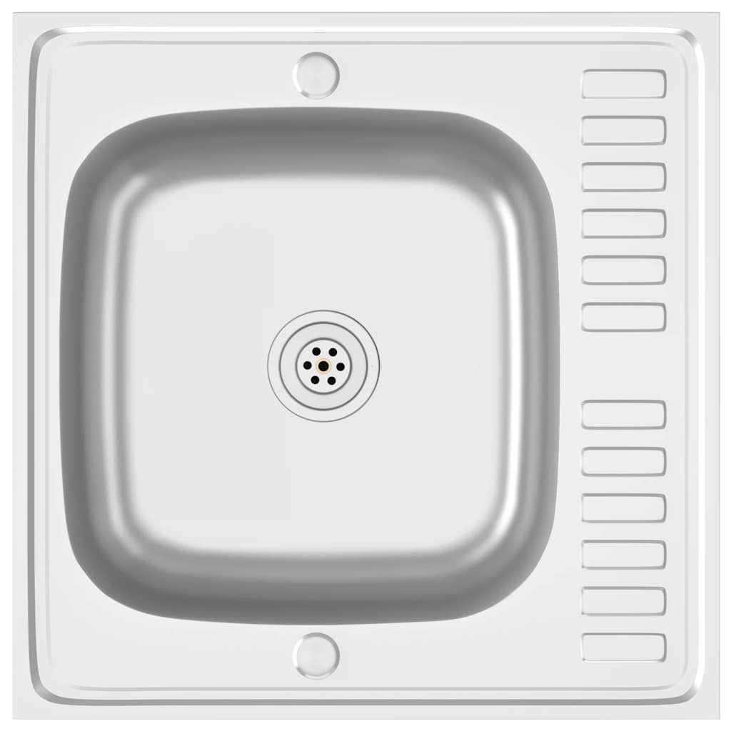Spüle mit Abtropffläche Set Silbern 600x600x155 mm Edelstahl