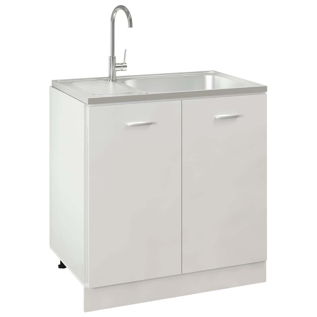Spüle mit Abtropffläche Set Silbern 800x500x155 mm Edelstahl