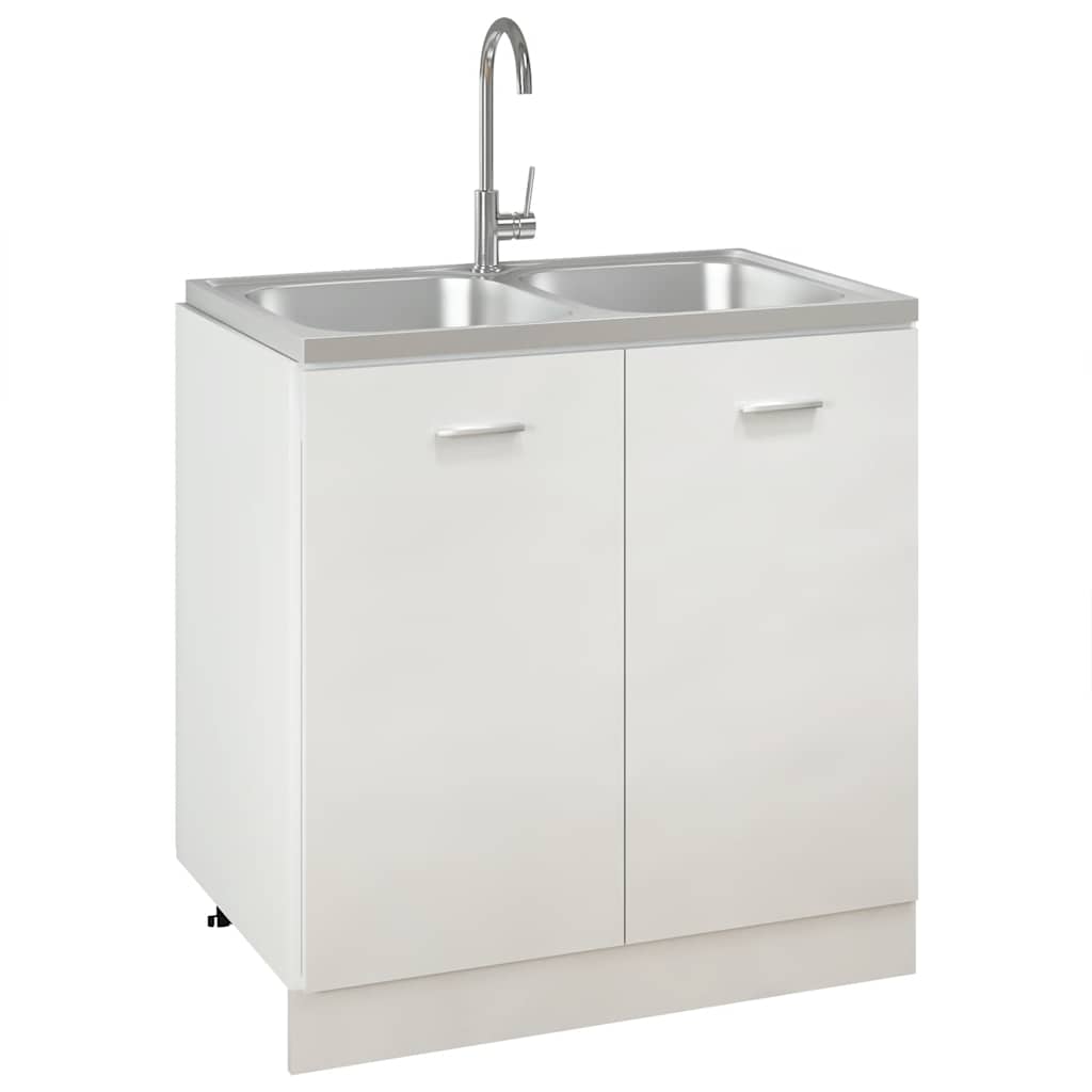 Doppelspüle Silbern 800x500x155 mm Edelstahl