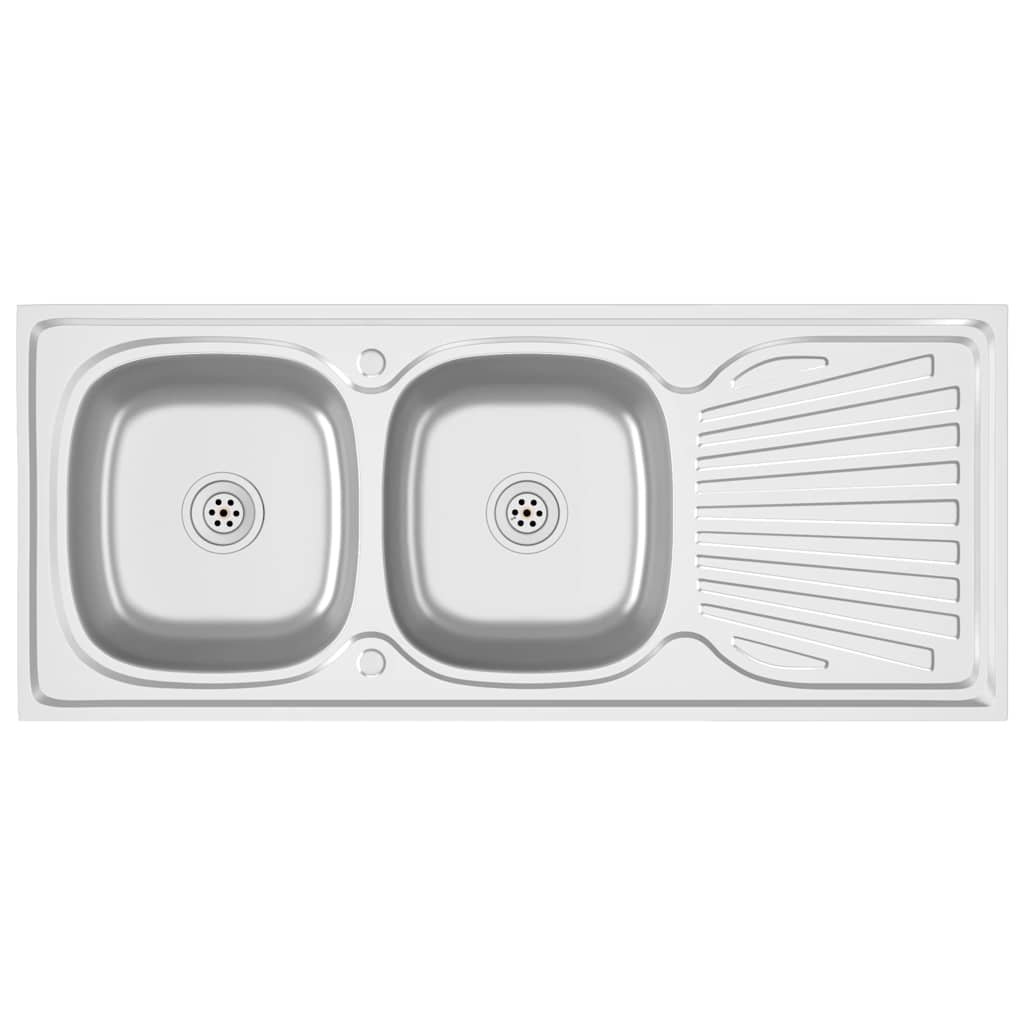 Doppelspüle Silbern 1200x600x155 mm Edelstahl