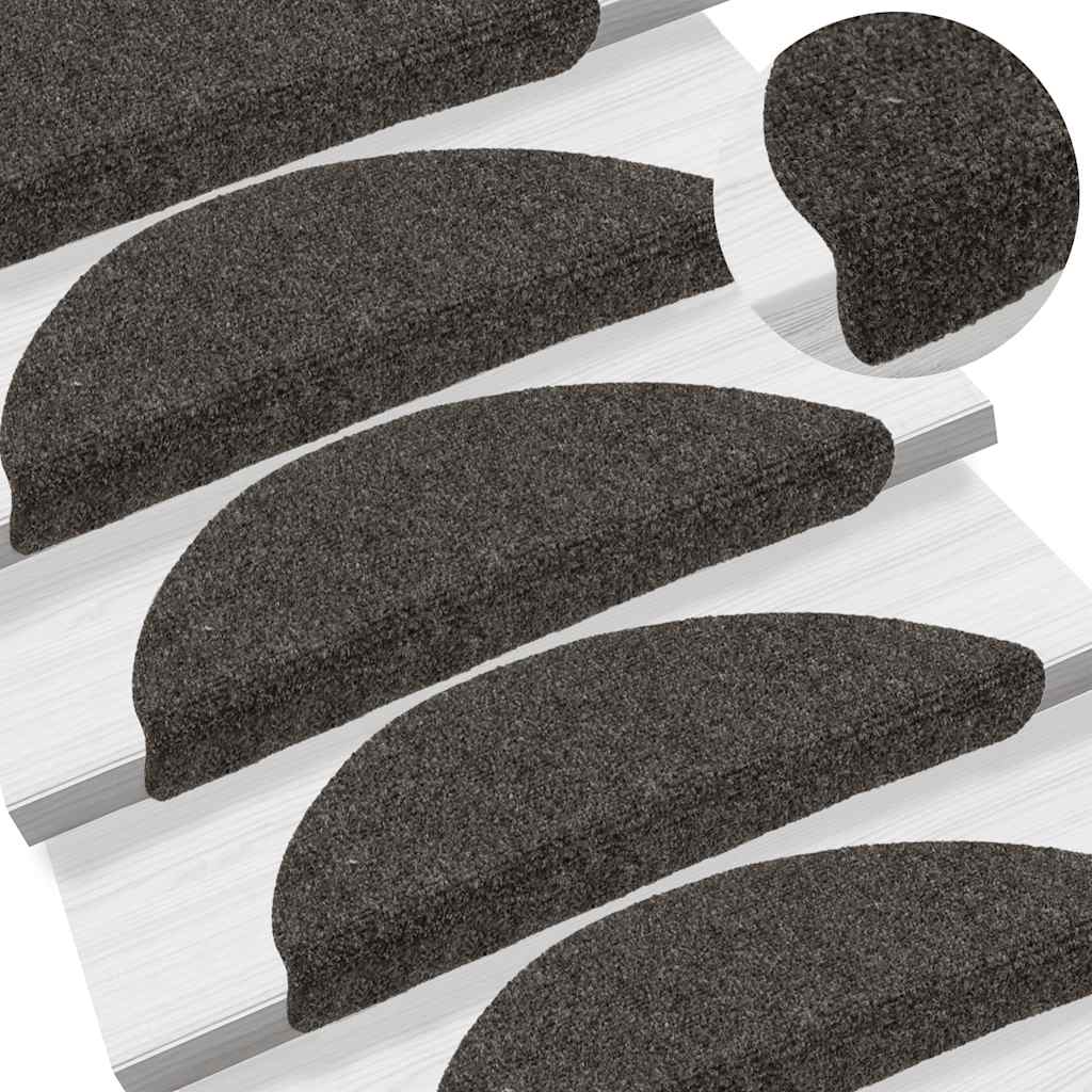 Stufenmatten Selbstklebend 15 Stk. 56x17x3 cm Anthrazit Halbrund