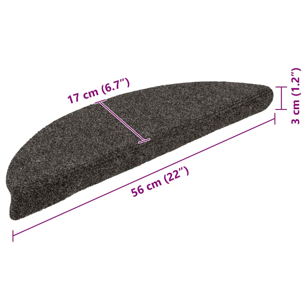 Stufenmatten Selbstklebend 15 Stk. 56x17x3 cm Anthrazit Halbrund