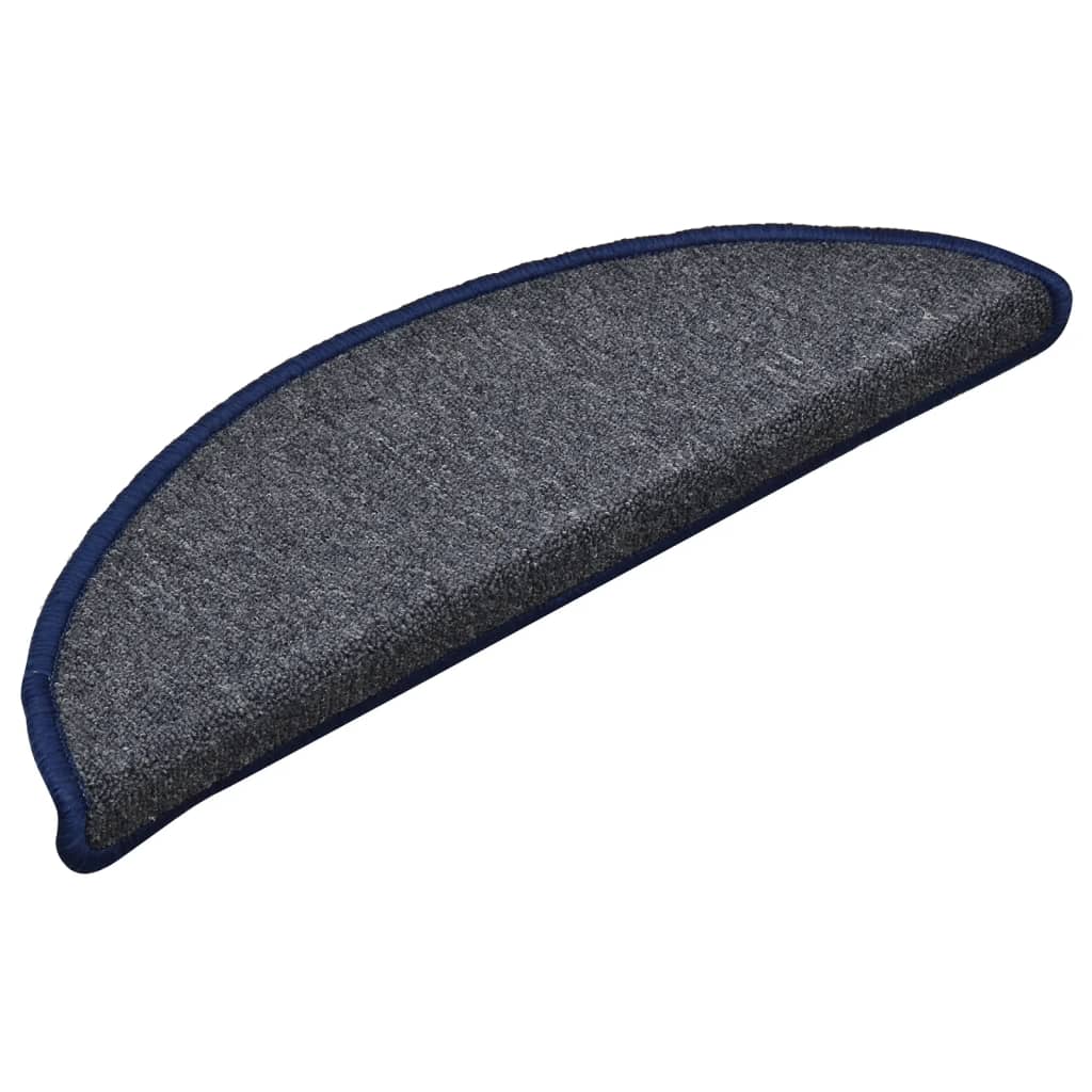 Stufenmatten 15 Stk. 56x17x3 cm Dunkelgrau und Blau Halbrund
